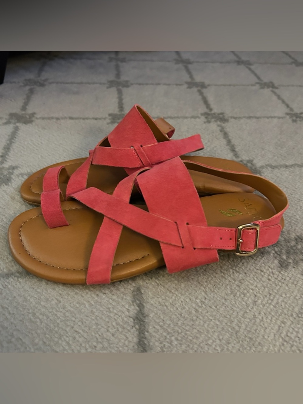Women's Sarto Coral Suede Cross-Strap Sandals NWOT